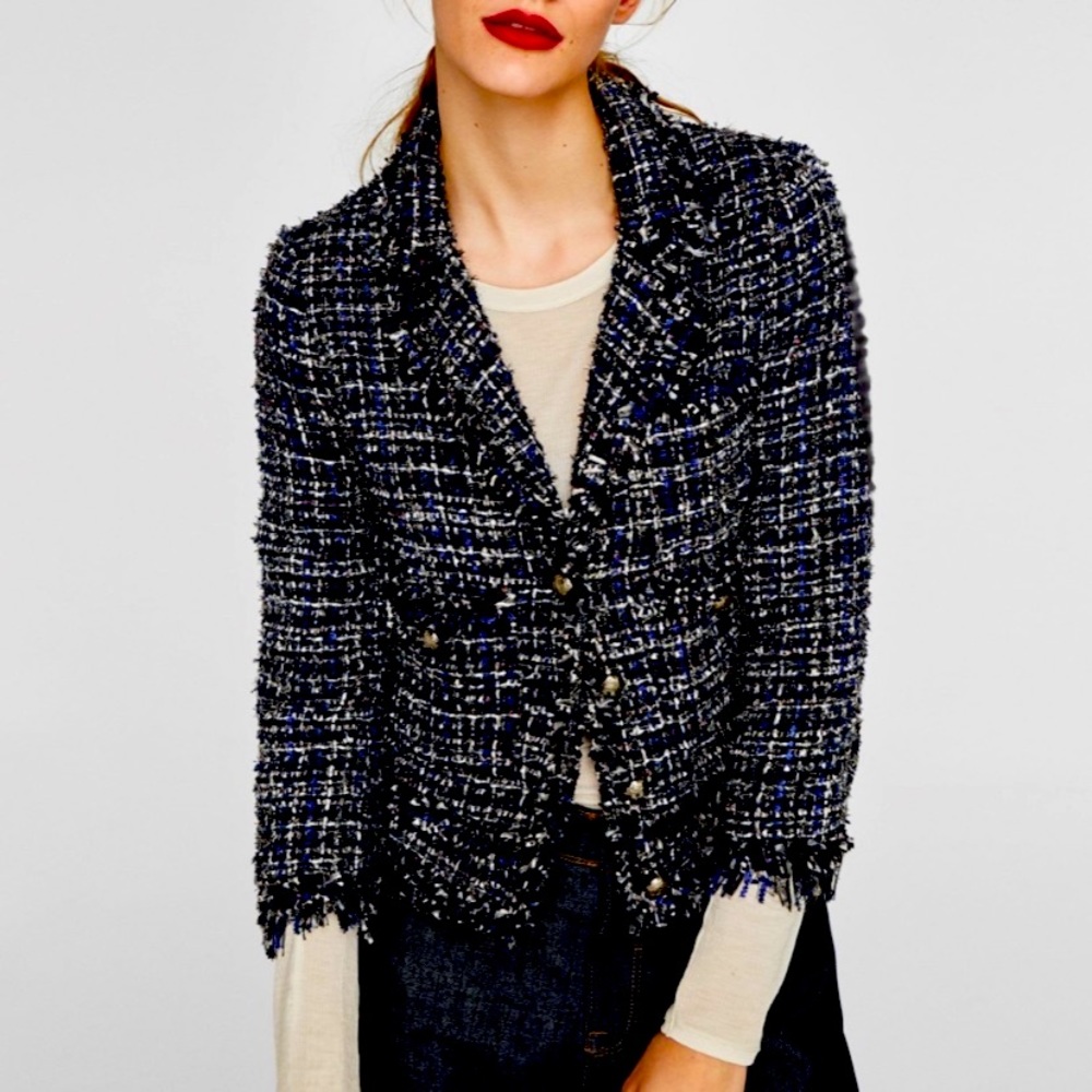 Zara tweed brocade blazer